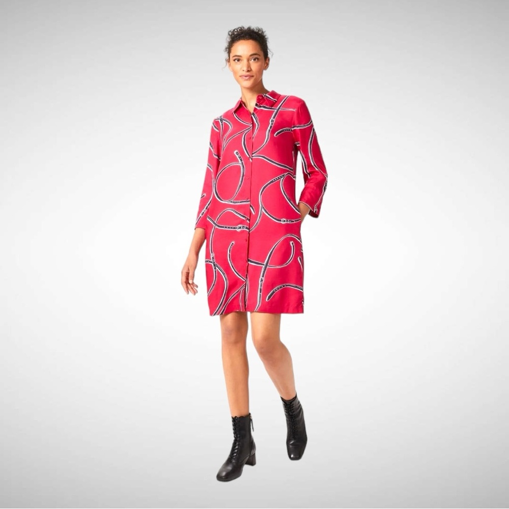 HOBBS LONDON AUBERY TUNIC DRESS PINK MULTI PRINT SIZE 6